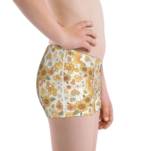 Boys' Cotton Boxer Brief Soft Underwear-Retro 70s 60s Flower2