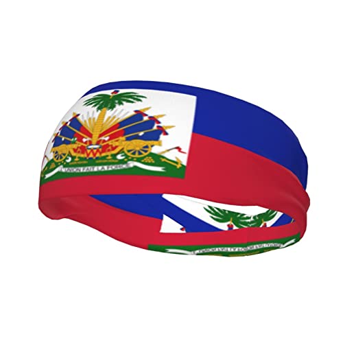 Haitian Flag Headbands Sweatband Sports Headband Moisture Wicking Workout Sweatbands for Men Women