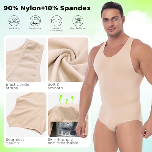 Mens Full Body Shaper Mens Shapewear Bodysuit Tummy Control Compression Undershirt Thigh Slimmer Fajas Para Hombres4