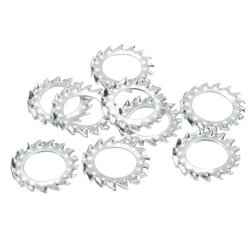 QUARKZMAN 30 Piezas Arandelas de Seguridad Exteriores con Dientes de Estrella Arandela Dentada Externa de Acero M10 con Acabado de Zinc para Sujetadores Mecánicos Color Plata