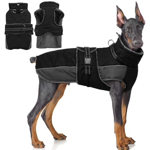 QBLEEV Warm Dog Jacket - Reflective, Adjustable Winter Coat with Turtleneck for Cold Weather,...