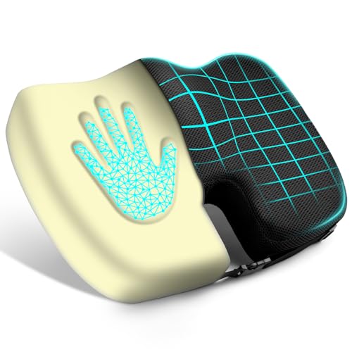 Ainiv Sitzkissen, Ergonomisches Sitzkissen, Memory Schaum Sitzpolster für Bürostuhl, Rollstuhl,Autositz, Kissen