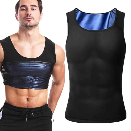 Generisch Chaleco de entrenamiento para sauna, camiseta deportiva para entrenamiento de cintura, chaleco de entrenamiento de calor, camiseta de sauna adelgazante para moldear el cuerpo, Negro , XXL