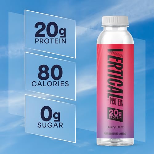 Image of Vertical Protein New Formula Berry Blitz Ready to Drink w / 20g of Whey Isolate, Clear Post Workout Recovery Drinks, No Artificial Sweeteners, Low Calorie, Pack of 12 Protein Water Drinks