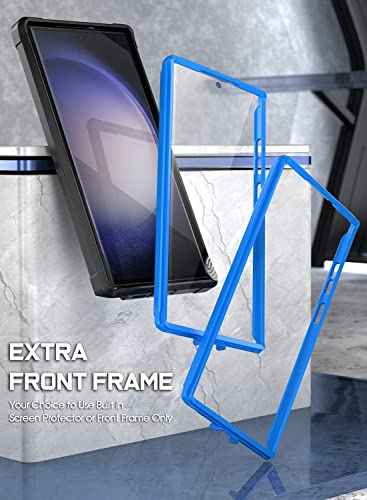 Coque Galaxy S23 Ultra résistante aux chocs avec dos transparent bleu - 4