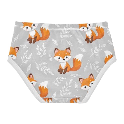 Cute Cartoon Foxes Grey Girl Underwear, Toddler Girl Panties, Girls Underwear Cotton, 2–8 Years2