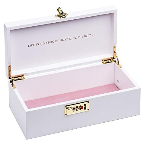 OpenMity Secret Storage Lock Box with Code – Safely Hide Your Precious Adult items in a Luxurious Wooden Storage Box (White) Cover
