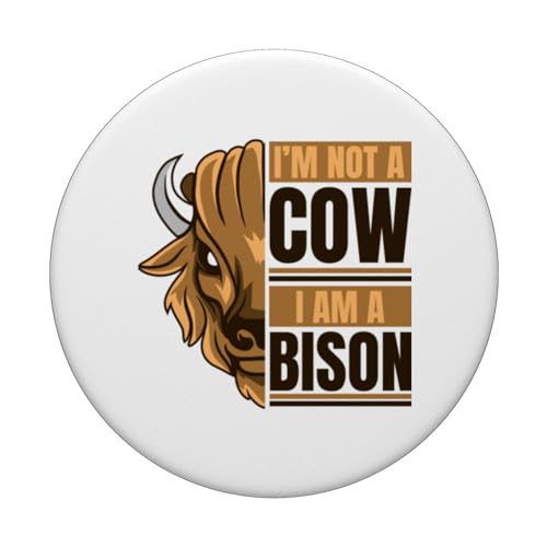 I'm Not A Cow I'm A Bison Buffalo Bovinae Lover Bison PopSockets Swappable PopGrip, Black - Image 3
