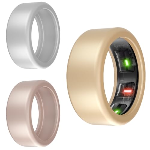 Rinup Ring Protector Compatible with Oura Ring Gen3, Elastic Silicone Ring Cover for Working Out (S, Gold+Silver+Rosegold)