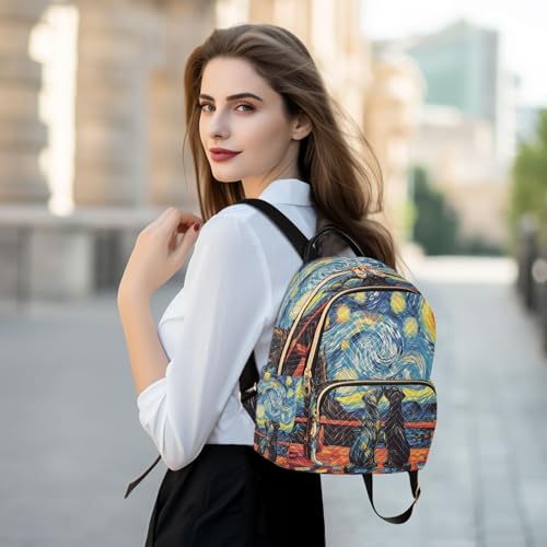 Image of ALAZA Black Dog Love Galaxy Nebula Women Backpack Purse Ladies Fashion Shoulder Bag Daypack Travel Bag 7.5L