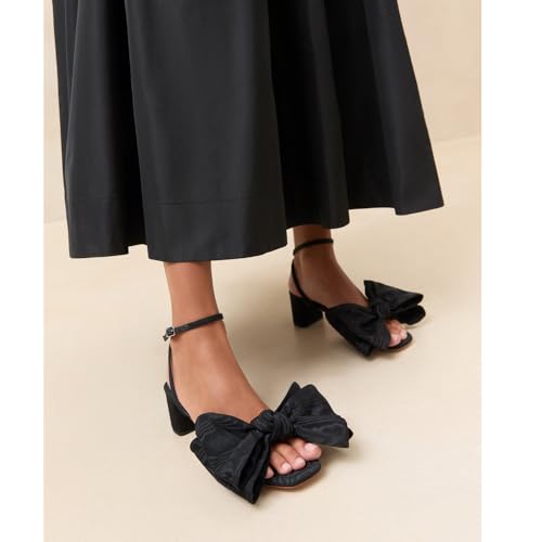 Bow Heels For Women Block Heeled Sandals Slingback Heels Open Square Toe Summer Comfortable Wedding Sandals3