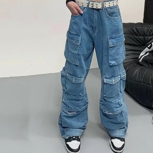 Women's Cargo Pants Low Waist Baggy Jeans Y2K Pocket Wide Leg Casual Trendy Streetwear4