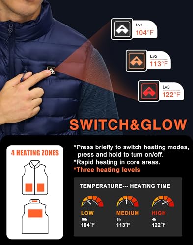 Image of Pioneer Camp Men's Heated Puffer Vest with Battery Pack & Chest Pocket - Lightweight Electric Heating Vests for Winter