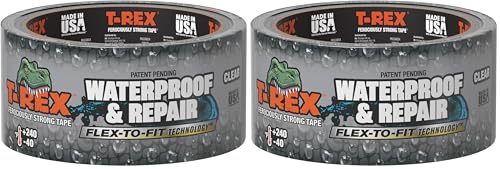 Image of T-Rex Waterproof and Pool Repair Tape - Patch Pool Liner No Kit Needed, Permanent, Works Underwater, Sticks to Wet Surfaces - Clear, 1.88 inch x 30 ft. (Pack of 2)