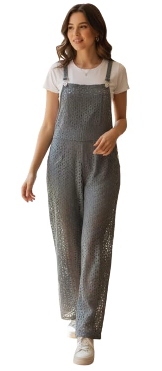 Women's Square Neck Sleeveless Wide Leg Jumpsuit/Dungree with Pockets