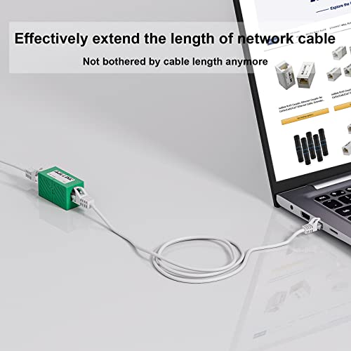 Image of iwillink RJ45 Coupler Ethernet Connector, Female to Female RJ45 Connector for Cat7 Cat6 Cat5e Cat5 Ethernet Cable, Extender Adapter, 20 Pack, Green