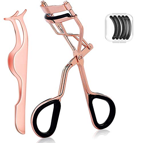 Eyelash Curler Stainless Steel Eyelash Curler with 5 Silicone Refill Pads and Eyelash