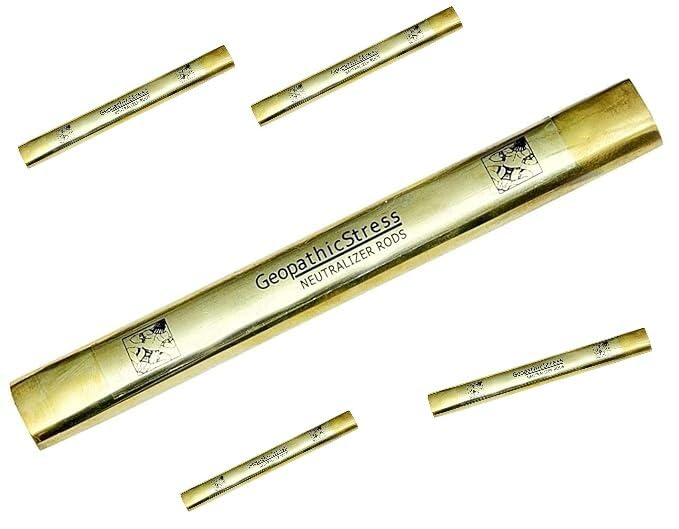 (Pack of 5) Brass Geopathic Stress Neutralizer Rod – Vastu Dosh Removal and Healing, 8” Length, 150g, Gold Color By UK SURVEY INST-image-3