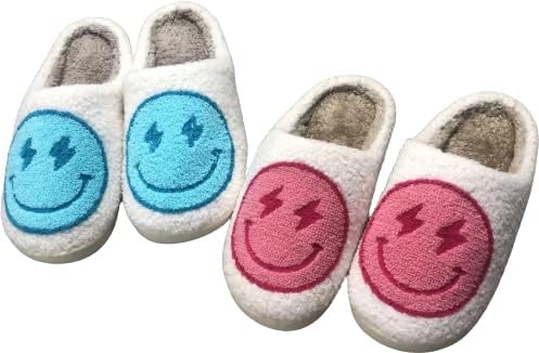 Cupiuysa Lightning Smiley Face Slippers Soft Warm Home Non-Slip Cute Shoes Indoor Outdoor Plush Shoes For Women And Men 39/40 | Image 2