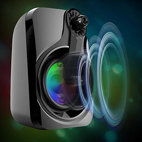 Computer Speakers, Maboo Soundbar USB Powered with LED Light for Computer Desktop Laptop PC, Smartphone, TV Black (Colorful Speakers)