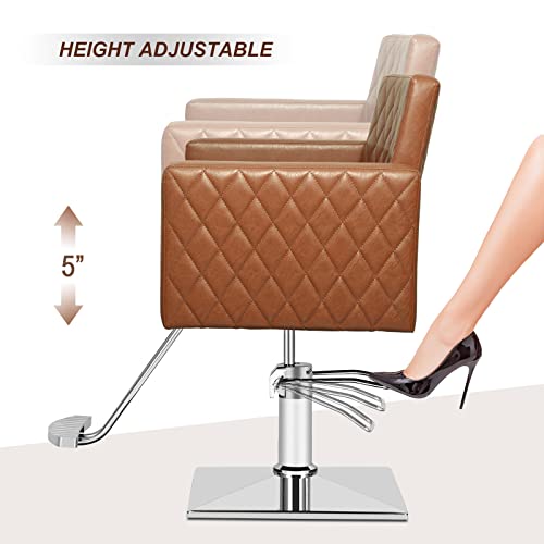 Paddie Salon Chair For Hair Stylist, Height Adjustable Hydraulic Chair Barber Chairs All Purpose Beauty Spa Salon Equipment, Max Load Weight 330 Lbs (Brown-New) #TOP7