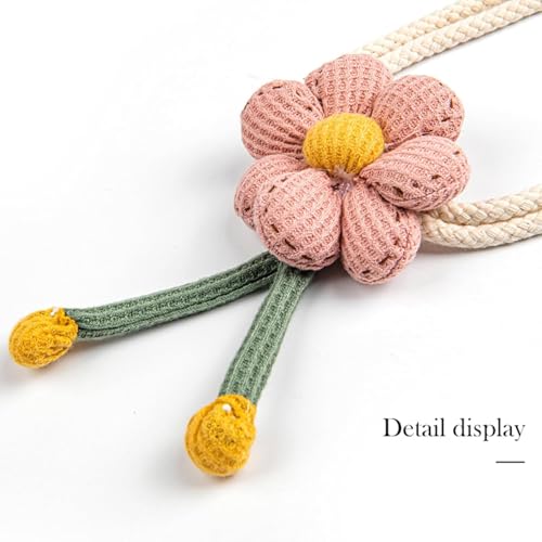 2pcs Curtain Tiebacks Flower, Boho Flower Curtain Holdbacks, Tiebacks with Adjustable Strap, Flower Curtain Ties for Drapes, Bedroom Accessories (Pink)