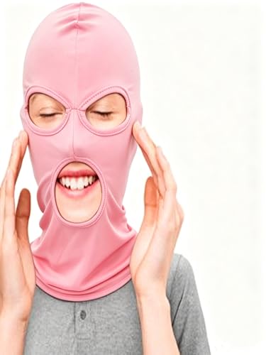 Image of 3 Hole Full Face Mask, Women Men Thin Balaclava Face Mask for Motorcycle Bike Hunting Cycling Cap Ski