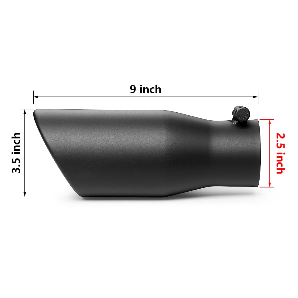 Tritrust Black Stainless Steel Exhaust Tip - 2.5" Outlet, Clamp-On Fit For 1.5" To 2" Pipes