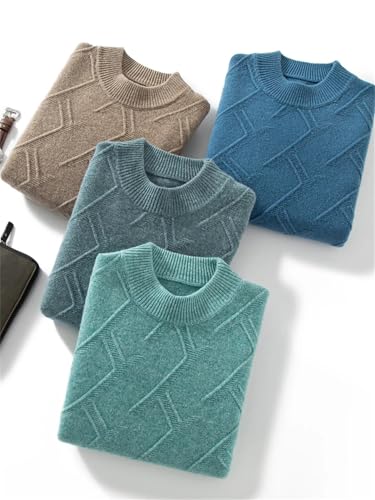 Men’S 100% Merino Wool Sweater O-Neck Cable Knit Thick Pullover Long Sleeve Winter Warm Casual Comfortable Tops2