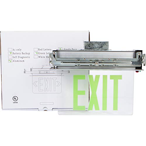 Image of Morris Products LED Exit Sign - Recessed Mount Edge - Green on Clear Panel, Anodized Aluminum Housing - Compact, Low-Profile Design - Single Sided Legend - Energy Efficient, High Output - 1 Count