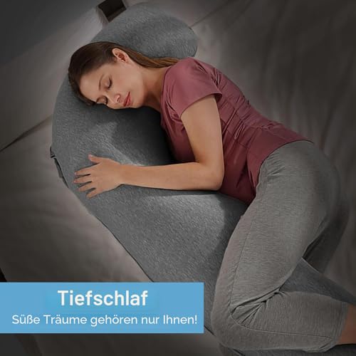 SHANNA Schwangerschaftskissen Seitenschläferkissen Stillkissen Fütternkissen mit Baumwolle Bezug...