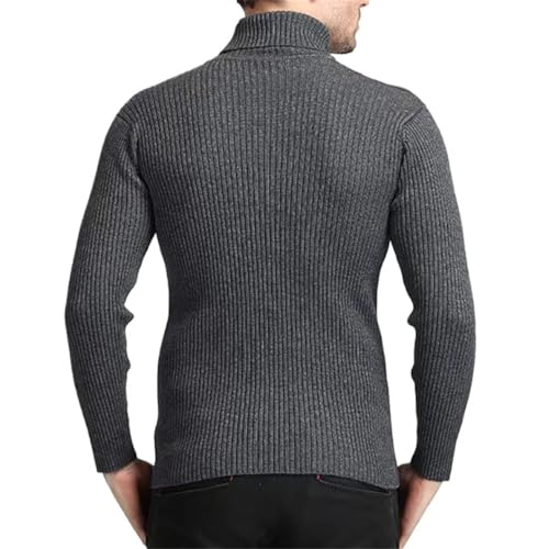 Rfmfkkg Men's Turtleneck Sweaters Knitted Striped Streetwear Warm Long Sleeved Pullover Solid Color Jumper3