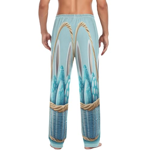 ALAZA Men's Eggs in A Basket Beautiful Bunny Ears Sleep Pajama Pant2