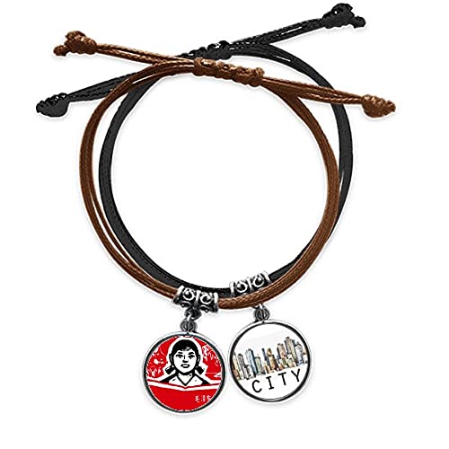 Chinoise livre rouge bracelet corde authentique en cuir sidi tressé main