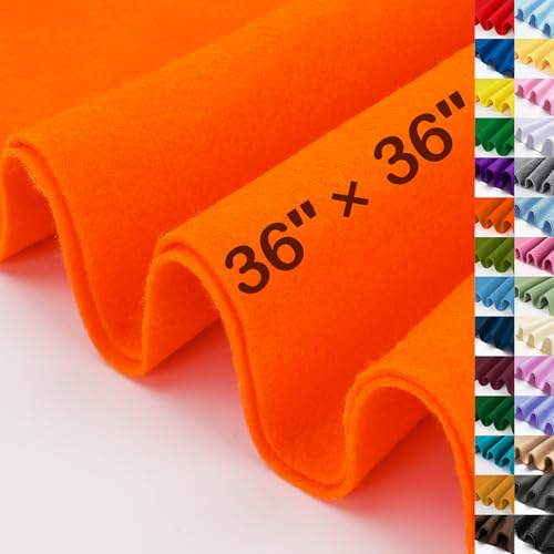 XSEINO Orange Large Felt Fabric 36 X 36 (1 Square Yard) 1.4 mm Thick Soft Felt Fabric Sheet for Crafts Orange Series Colors Soft Nonwoven Fabric Fit for Decoration Sewing DIY Crafts