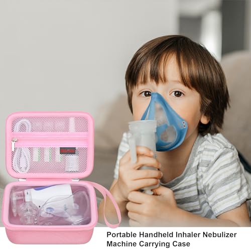 Image of Elonbo Carrying Case for Portable Handheld Inhaler Nebulizer Machine, Pink