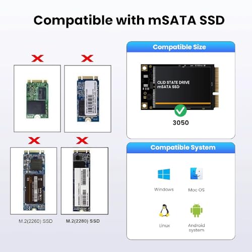 Image of cablecc 50Pin mSATA Low Profile 3050 SSD 5x3cm to 6Gbps 22Pin 2.5 inch SATA 3.0 Disk Adapter PCBA