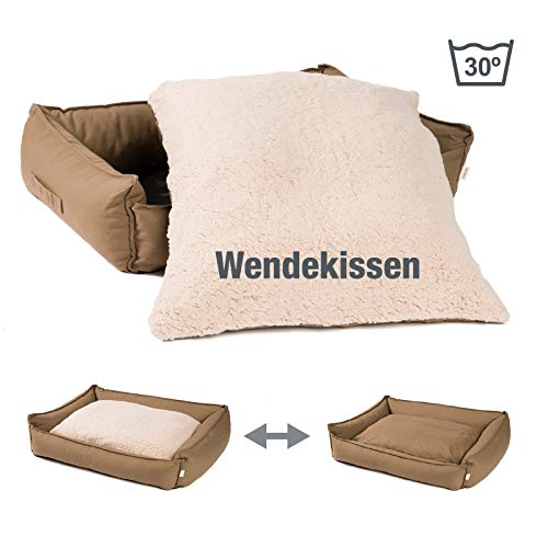 JAMAXX orthopädisches Hundebett - Memory Schaumstoff, Waschbar Wendekissen - Hundekissen mit Lammfell - Hundekorb Hundekörbchen Abnehmbarem Bezug Reissverschluss, PDB2008 (L) 120x90 Coffee-braun