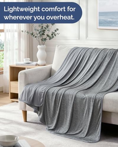 Image of Cooling Blanket for Hot Sleepers - Cold Blanket Throw Size - Double-Sided, Ultra Cool for Summer, Night Sweats & All Seasons - Soft, Lightweight & Breathable for Bed or Couch - Dark Grey, 50 inch x 60 inch