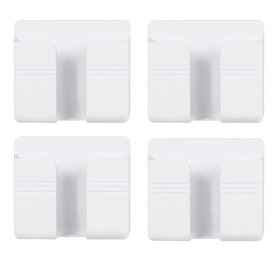 DSNS Wall Mounted Adhesive Remote Control Stand Mobile Phone Holder for Charging AC/TV Storage Box for All Smartphones (Set of 4)