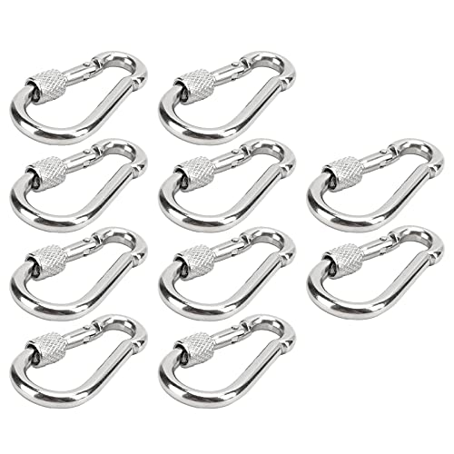 Stainless Steel Spring Snap Hook Set Safety Rope Hanging Buckle Accessories 10Pcs for Multipurpose Outdoor Use