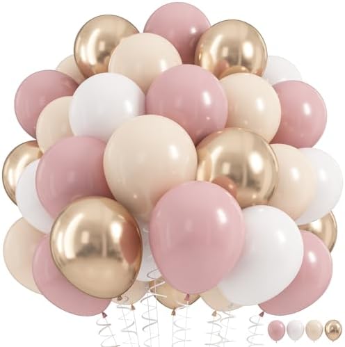 Nude Dusty Pink Balloons Set, 60Pcs 12 Inch Retro Blush Pink Apri...