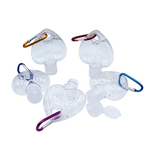 5 Pack Heart-shaped Empty Hand Sanitizer Bottles with Keychain, Refillable Leakproof Clear Plastic Travel Squeeze Bottles Containers with Flip Cap for Body Wash Liquid (50ml/1.7oz) 5 Pack Heart-shaped Empty Hand Sanitizer Bottles with Keychain, Refillable Leakproof Clear Plastic Travel Squeeze Bottles Containers with Flip Cap for Body Wash Liquid (50ml/1.7oz)