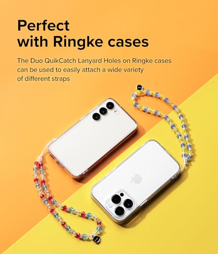Image of Ringke Beaded Strap Compatible for Cell Phone Case, Cute Aesthetic Stone Beads Charm Keychain Wrist Hand Bracelet Strap for Phone Cover Decoration Accessories for Women, Girls