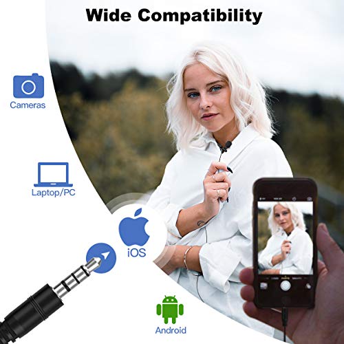 SYNCO Lav S6E Lavalier-Microfono-Clip-Mic-Omnidirezionale 6 Metri / 19,7 Piedi, Microphone Compatibile per Fotocamera, Cellulari Smartphone, Computer