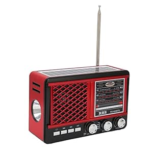 Noodradio, Draagbare Multiband-radio op Zonne-energie met Zaklampfunctie AUX-stereoluidspreker FM/AM/SW Kortegolfradio met 360° Roterende Telescopische Antenne(rood)