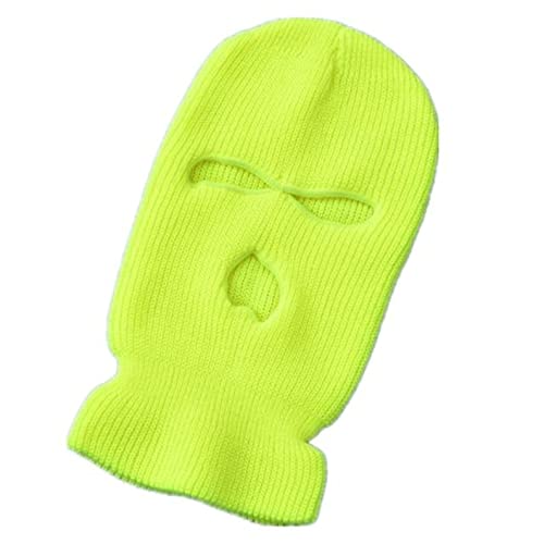 NOTWILD Unisex-Adult 3 Hole Winter Knitted Cap Outdoor Sports Full Face Cover Ski Mask Warm Balaclava Hat For Adult Cotton Fleece |Neon|Free Size|Pack Of 1, Green