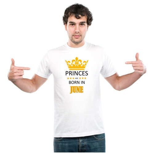 UDNAG Unisex Round Neck Graphic 'Birthday | Princes are Born in Jun' Polyester T-Shirt White [Size 2YrsOld/22in to 7XL/56in]