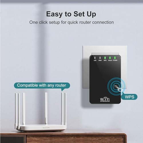 WiFi Booster/WiFi Range Extender, 300Mbps 2.4GHz WiFi Extender Internet Booster Mini Compact Amplificateur WiFi with Fast Ethernet Port, WPS Button, Works with Any WiFi Router 5