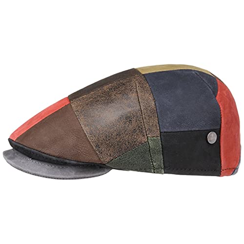 Lierys Capri Bic Leather Patchwork Flat Cap Men Mixed Colours 7 1/2